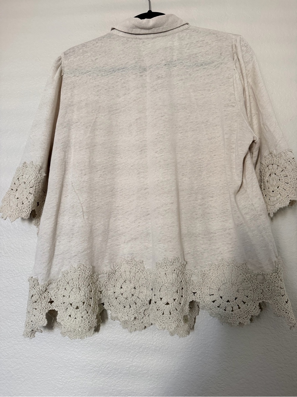 Chico's Cream Crochet-Trim Button Front Top - Picture 6 of 8